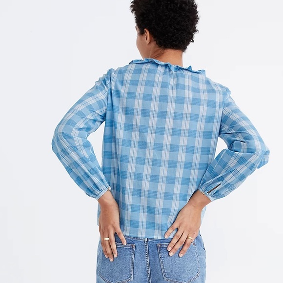 NWT Madewell Ruffle-Neck Top in Colwell Plaid - Picture 3 of 6